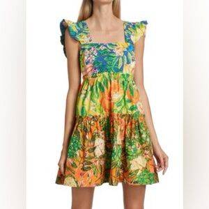 Farm Rio Floral Print Mini Dress
